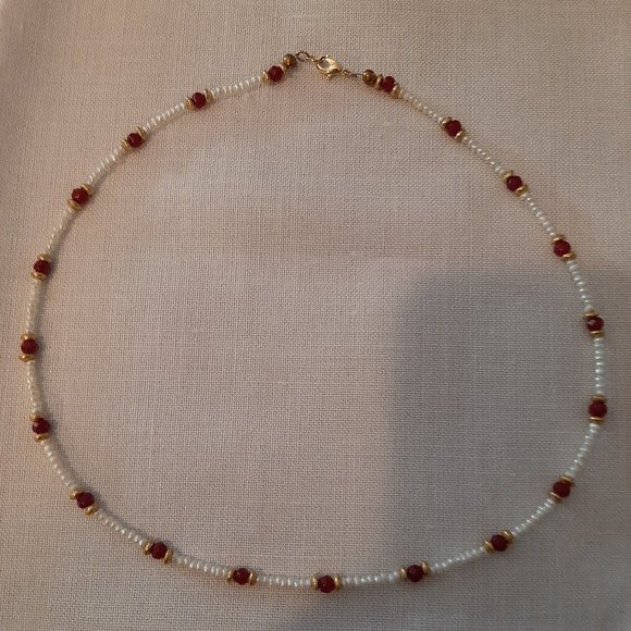 Petit Pearls and Ruby Necklace - Picture 1 of 4